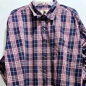 Eddie Bauer Blue and Red Casual Button Down Shirt